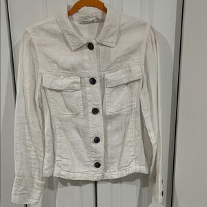 Classic White Button-Up Women's linen Jacket